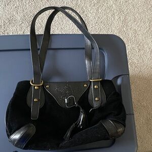 Nine & Company Black Leather & Suede Tote Handbag